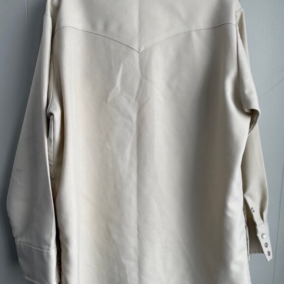 Vintage MWG Apparel Tan Westerns Best Pearl Snap Extra Long Tails Shirt Mens XL - Picture 5 of 8